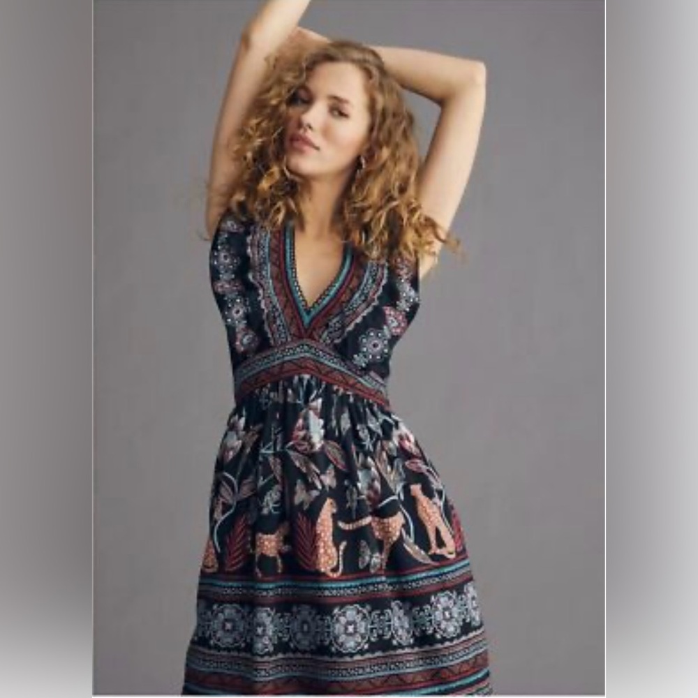 Anthropology, NWT V-Neck Plunge Tunic Mini Dress Size XS